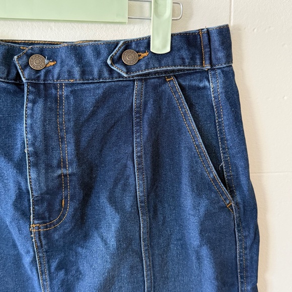 Chaps | Dark Denim Midi Skirt Front Slit High Rise | Size Large - Picture 2 of 11